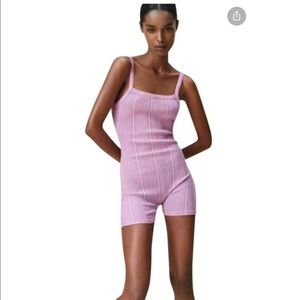 Zara pink tie dye ribbed romper play suit
